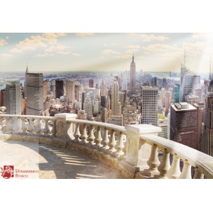 Арт: F1205 Вид с балкона на Нью-Йорк 2. Фреска или фотообои на заказ.